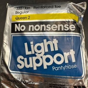 NWT No Nonsense Light Support Pantyhose 335 Tan Size Queen 2  Reinforced Toe